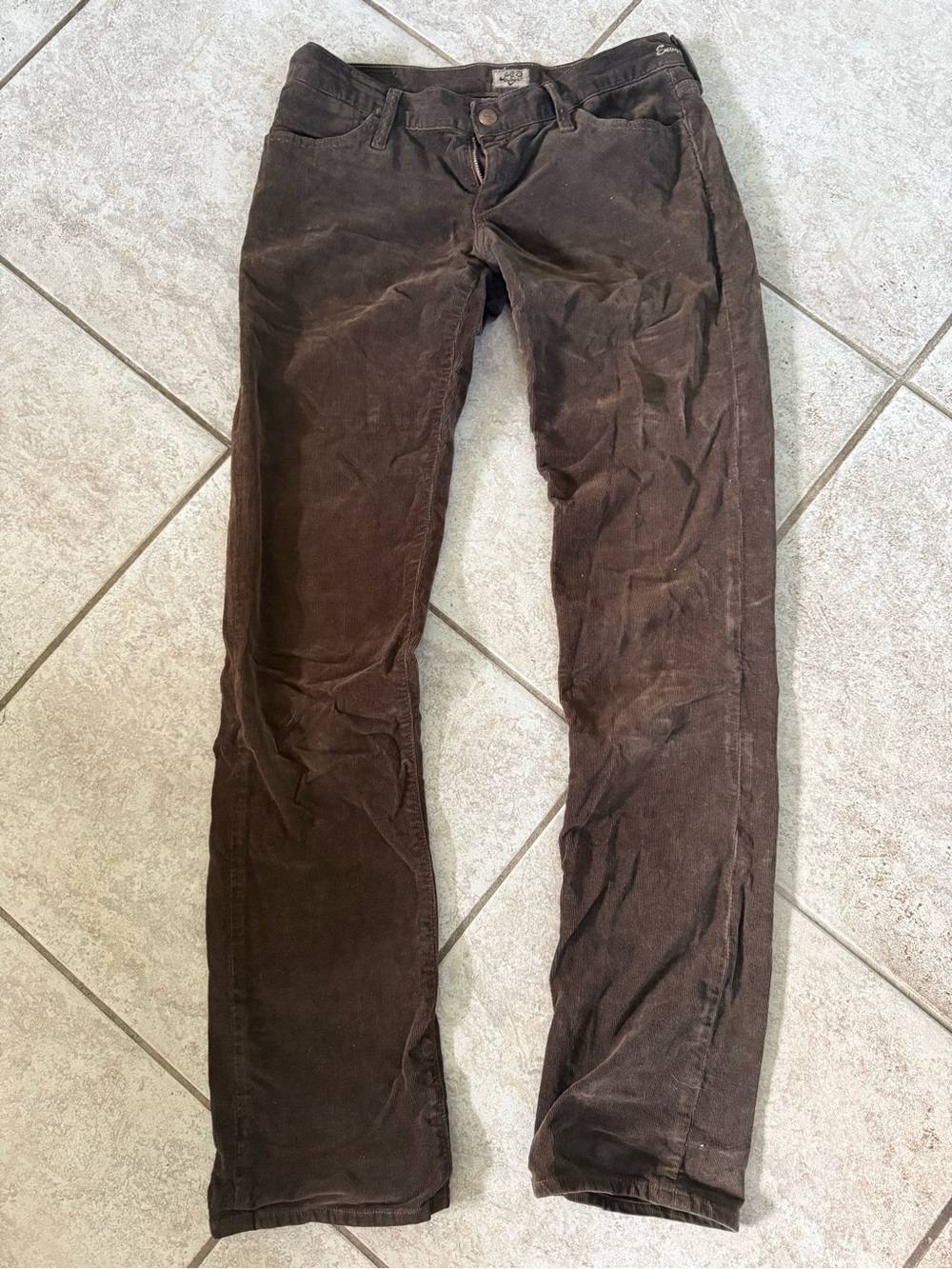 Goldsign Dark Brown Corduroy Straight-Leg Jeans